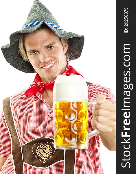 Of a bavarian man with beer. Of a bavarian man with beer