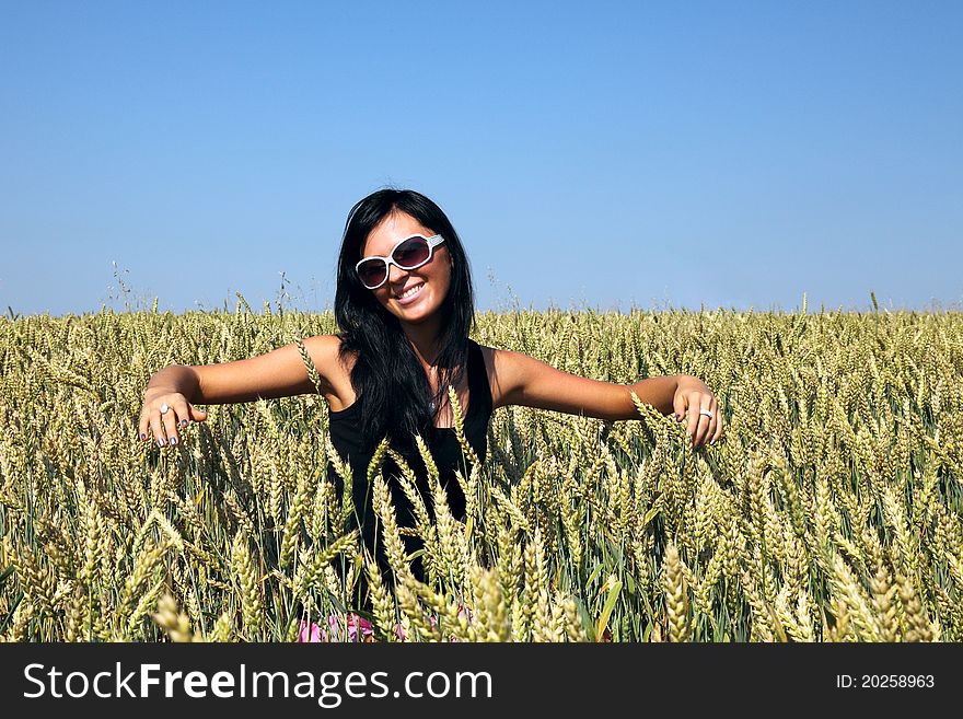 Wheat field and girl