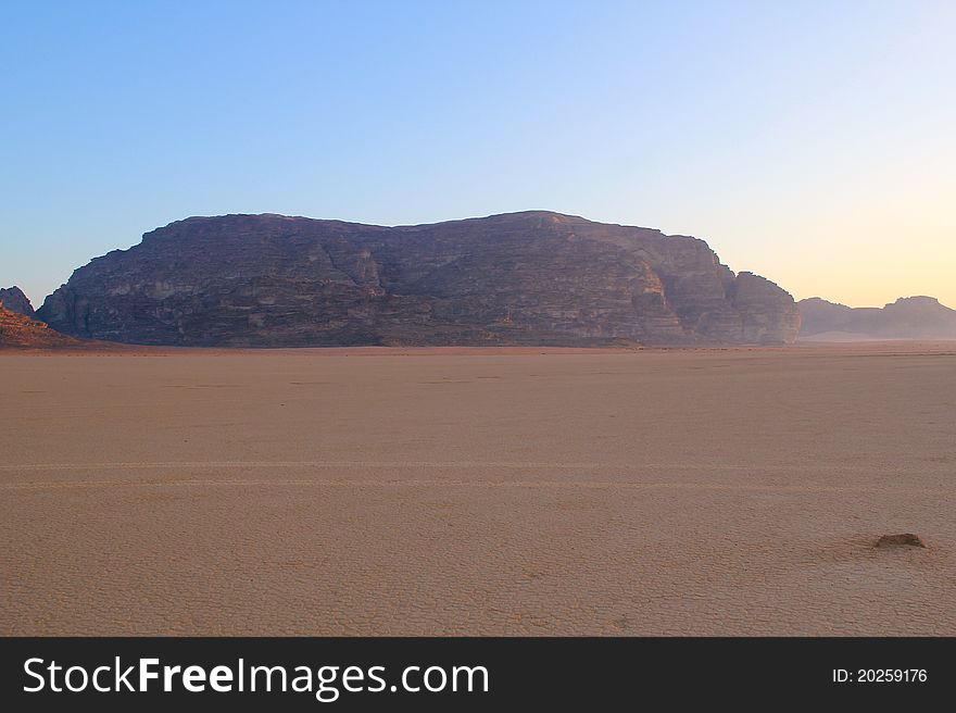 Wadi Rum Desert landscape.