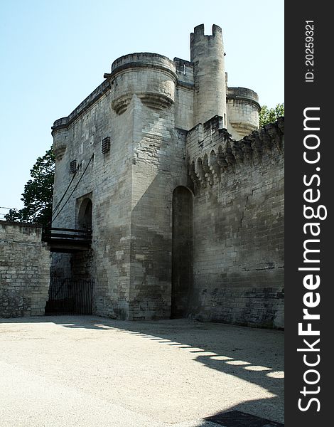 The gate of the old bridge of avignon. The gate of the old bridge of avignon