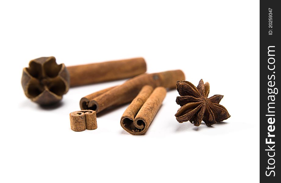 Star anise with cinnamon sticks