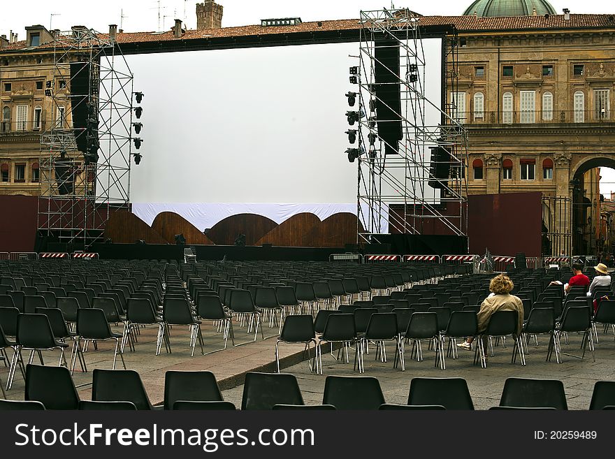 Empty numbered sits on opening cinema. Empty numbered sits on opening cinema