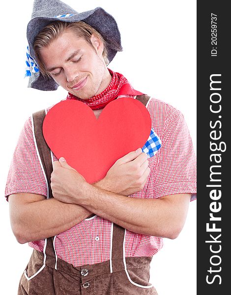 Bavarian man with a heart. Bavarian man with a heart