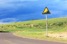 Landscape Of Road With Signpost In The Grassland Royalty Free Stock Photography Landscape Of Road With Signpost In The Grassland Royalty Free Stock Photography