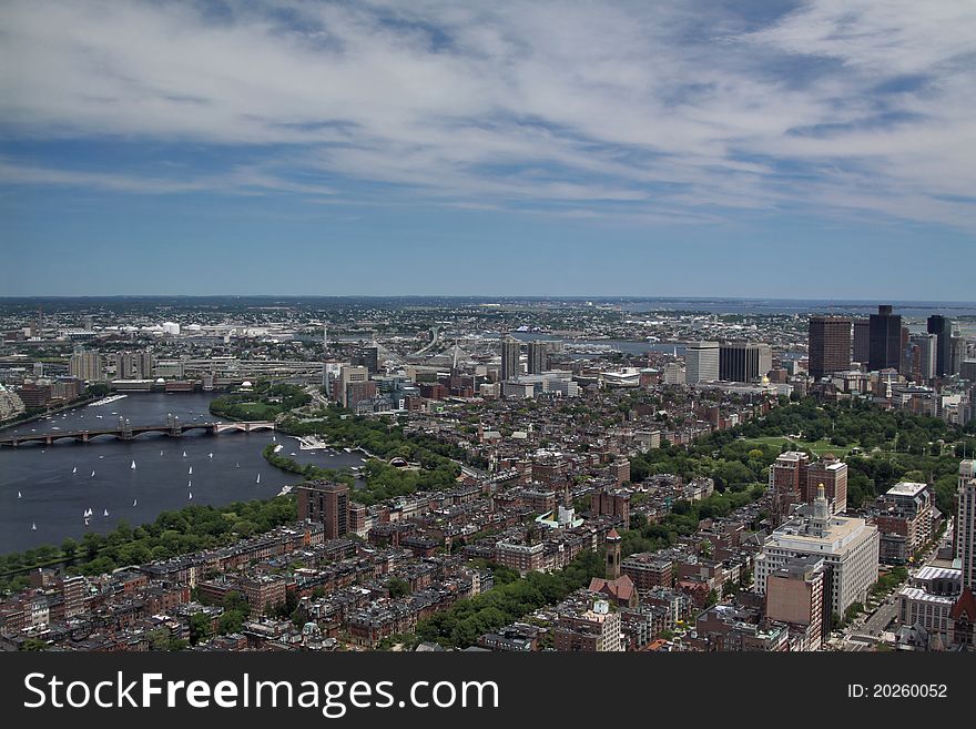 Charles River and Longfellow Bridge View from 52-nd floor of Prudential Center. Charles River and Longfellow Bridge View from 52-nd floor of Prudential Center