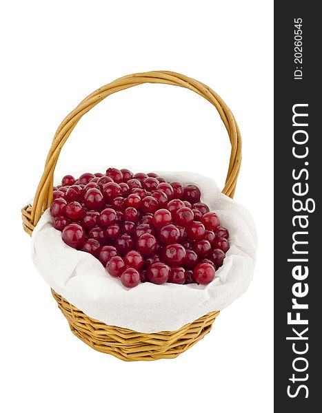 Red Currants in a wooden basket, isolated on white. Red Currants in a wooden basket, isolated on white.
