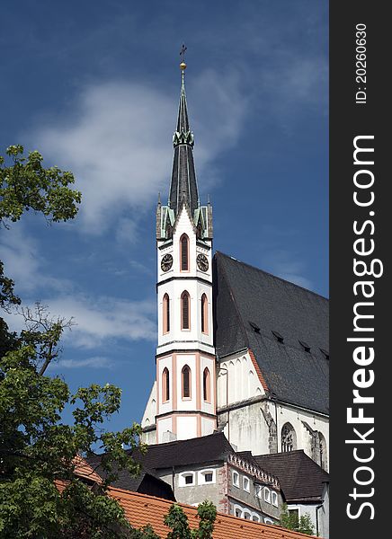 Church in Gothic style in Cesky Krumlov, Czech Republic