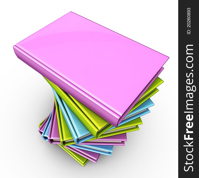 3d illustration of colorful stack of books