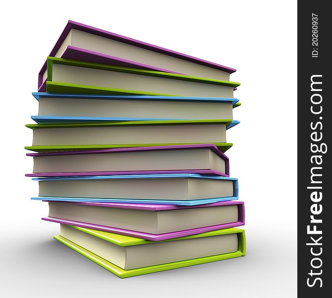 3d illustration of colorful stack of books