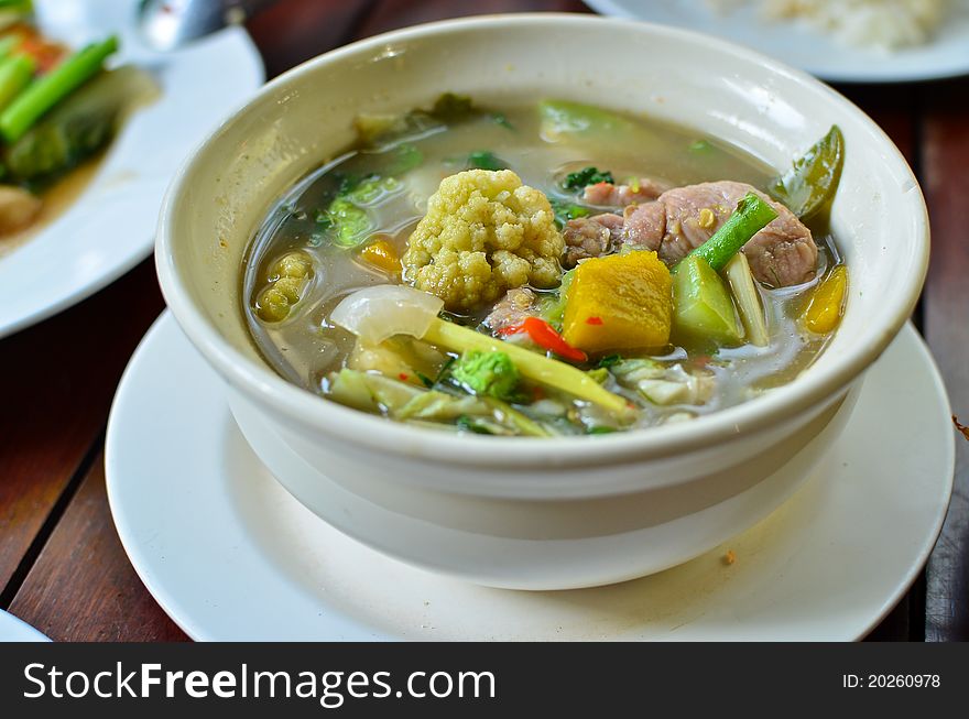 Spicy vegetables soup , Thai style food