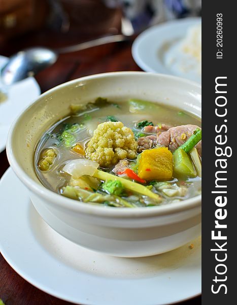 Spicy vegetables soup , Thai style food