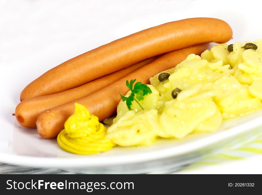 Frankfurter Sausage with mustard,potato