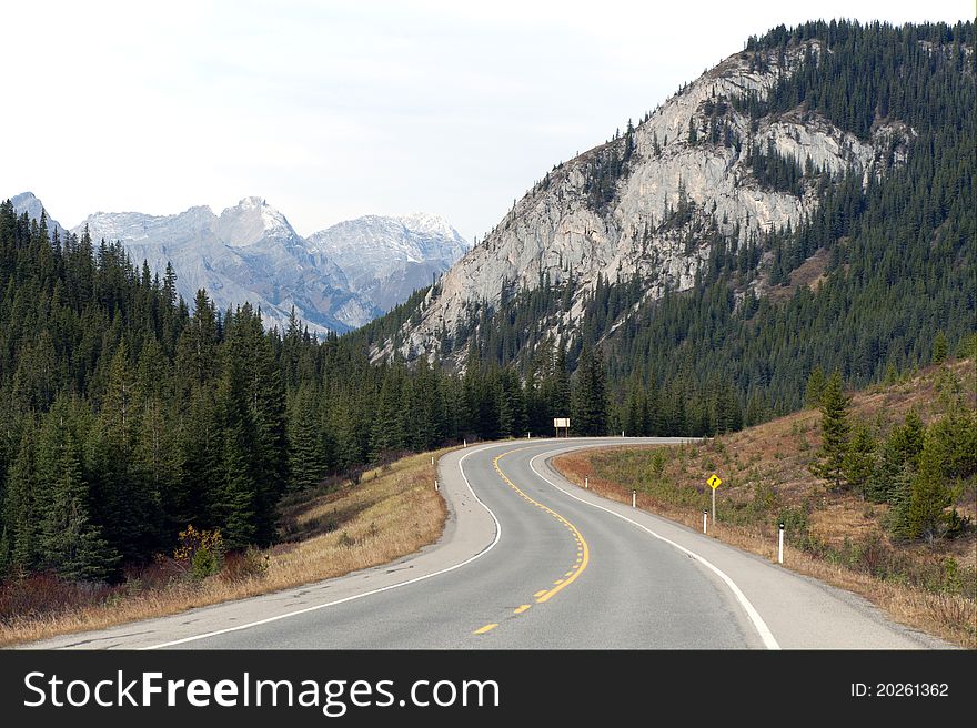 Highway in Canadian Rockies, Alberta, Canada. Highway in Canadian Rockies, Alberta, Canada