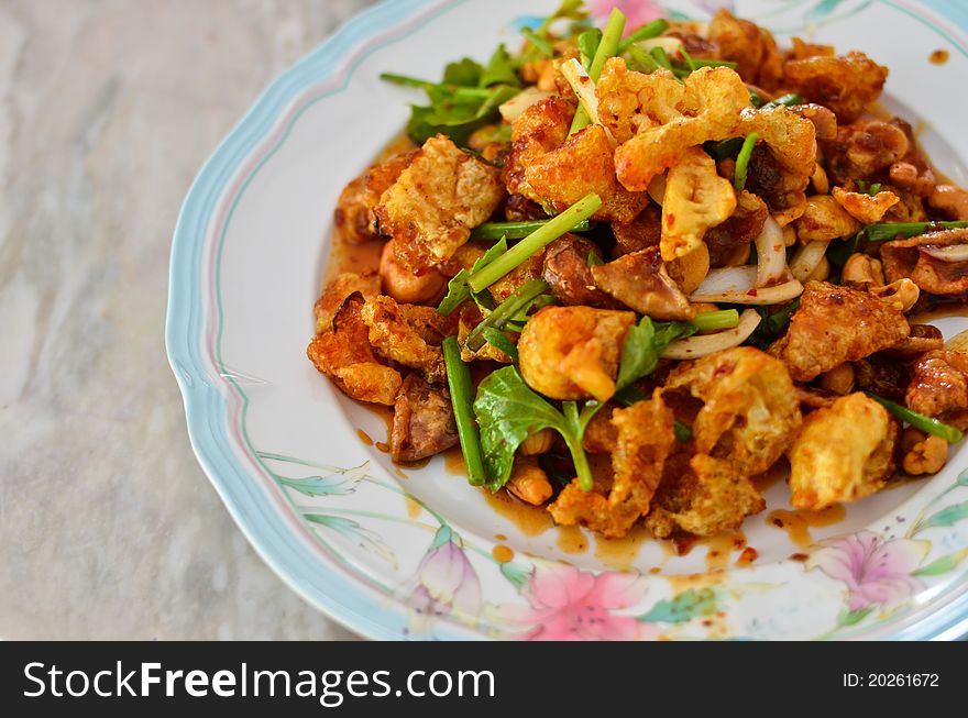 Spicy salad with vegetables , Thai style food. Spicy salad with vegetables , Thai style food