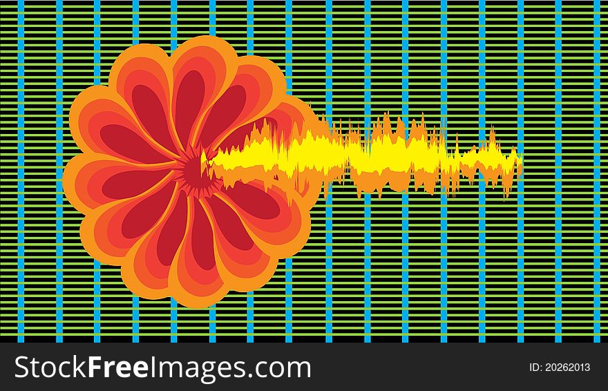 Music wave coming from a exotic flower