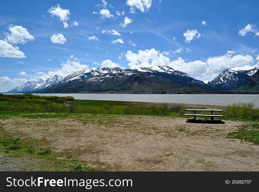 Mountains and lake in Grand Teton National Park