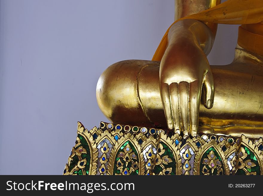 Focus to hand image of Buddha. Focus to hand image of Buddha