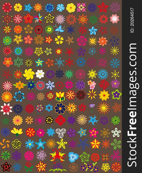 Set of  various abstract flowers . Illustration. Set of  various abstract flowers . Illustration