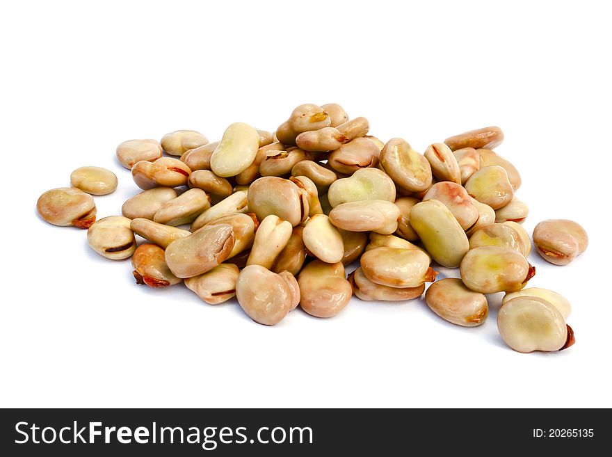 Seeds broad beans isolated on a white background