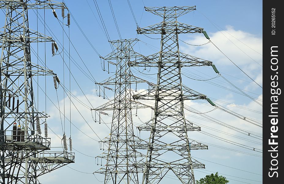 High-tension line and Transformer