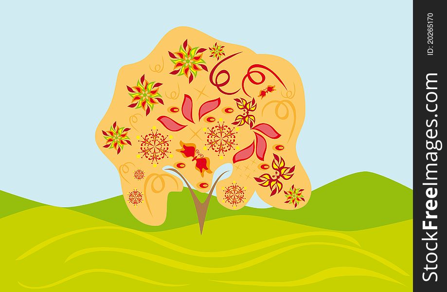 Vector isolated abstract tree . Illustration