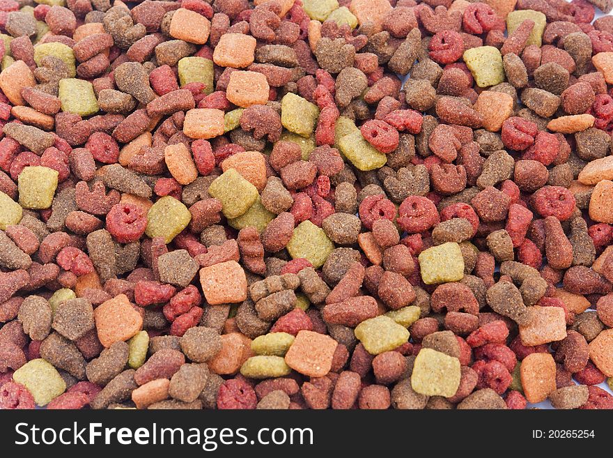 Colorful food for cats is shown in the picture. Colorful food for cats is shown in the picture