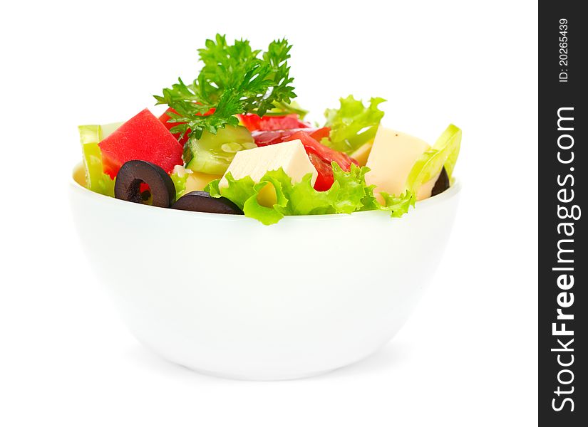 Greek Salad on white background