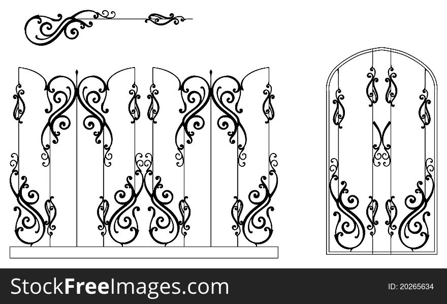 An exquisite set of decorative fence. Vector (EPS 8) included and you can change colors and shapes for your design. An exquisite set of decorative fence. Vector (EPS 8) included and you can change colors and shapes for your design.