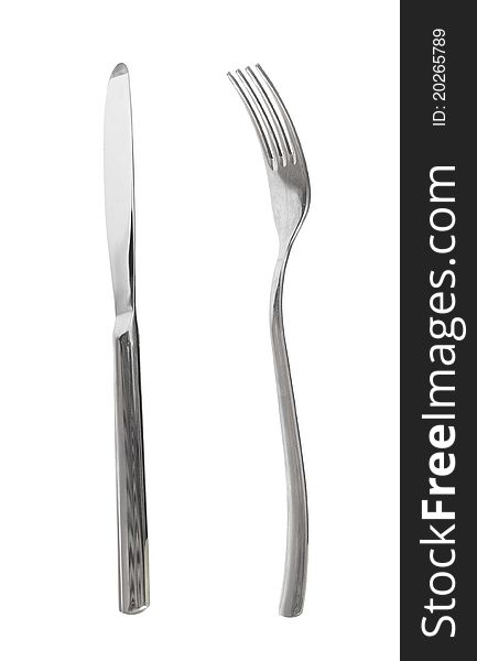 Knife and fork isolated over white background