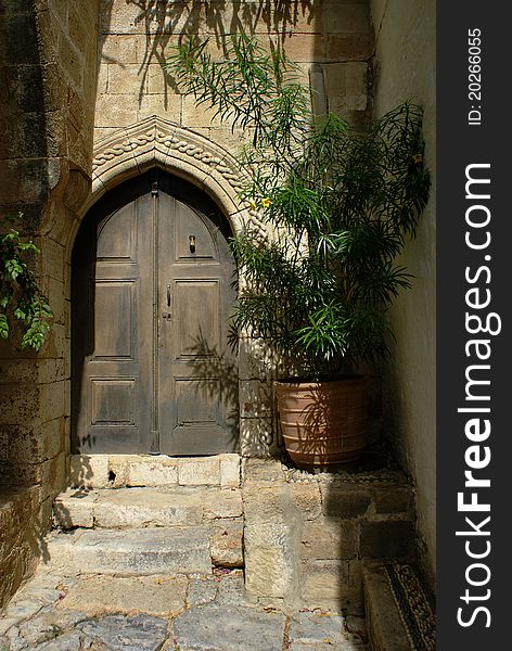 Old gateway in Lindos, Rhodes, Greece