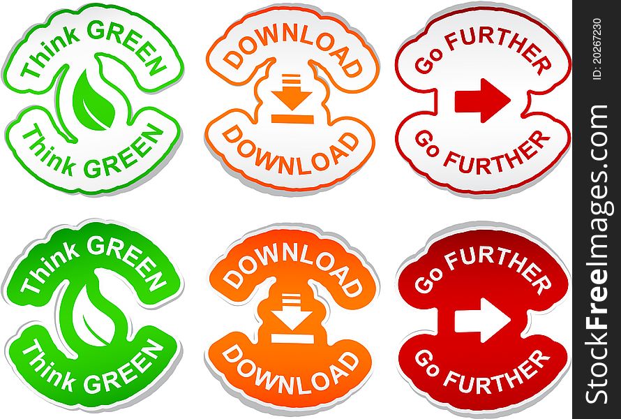 Think green, Download, Go further stickers. . Think green, Download, Go further stickers. .
