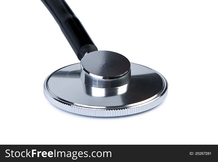 Stethoscope closeup isolate on white background shadow below. Stethoscope closeup isolate on white background shadow below.