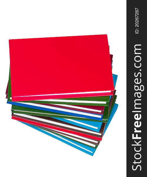 Stack of books on white background without shadow. Clipping paths.Top view. Stack of books on white background without shadow. Clipping paths.Top view.