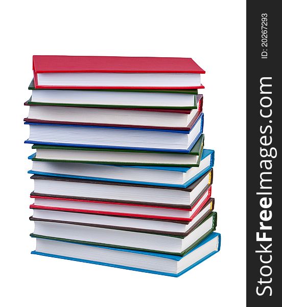 Stack books on white background isolated without shadow. Clipping paths.