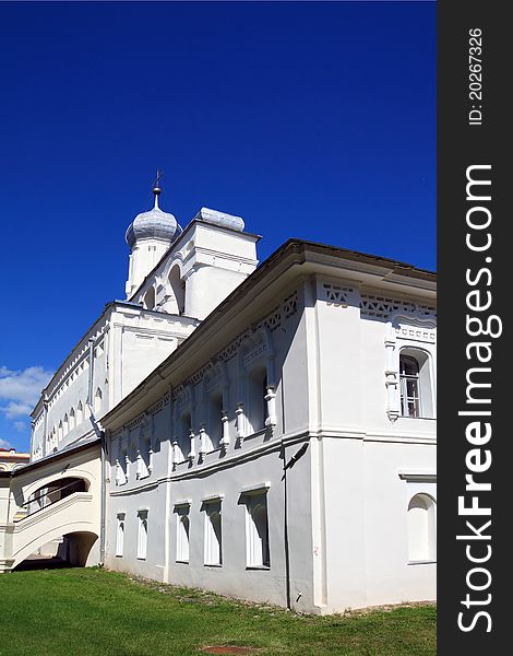 Christian orthodox church on a blue background