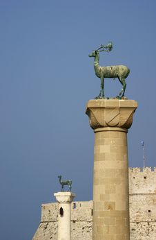 Monument In Port,City Of Rhodes Stock Images Monument In Port,City Of Rhodes Stock Images