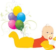 Baby And Colorful Balloons Royalty Free Stock Photos Baby And Colorful Balloons Royalty Free Stock Photos