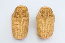 Handmade Slippers From Dry Water Hyacinth Stock Images