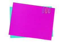 Colour Paper With A Paper Clip Stock Photos