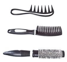 Three Hairbrushes On White Stock Photo
