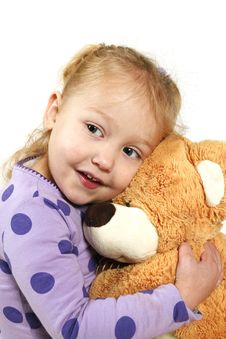 Little Girl Hugging A Teddy Bear Royalty Free Stock Images Little Girl Hugging A Teddy Bear Royalty Free Stock Images