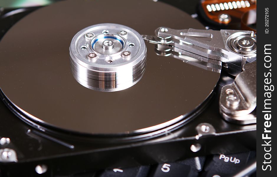 Close up of hard drive disc