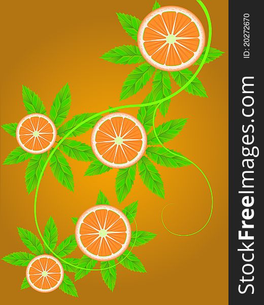 Background a branch of an orange with fruits in a