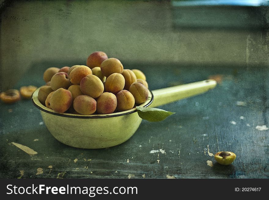 Orange apricots on a table