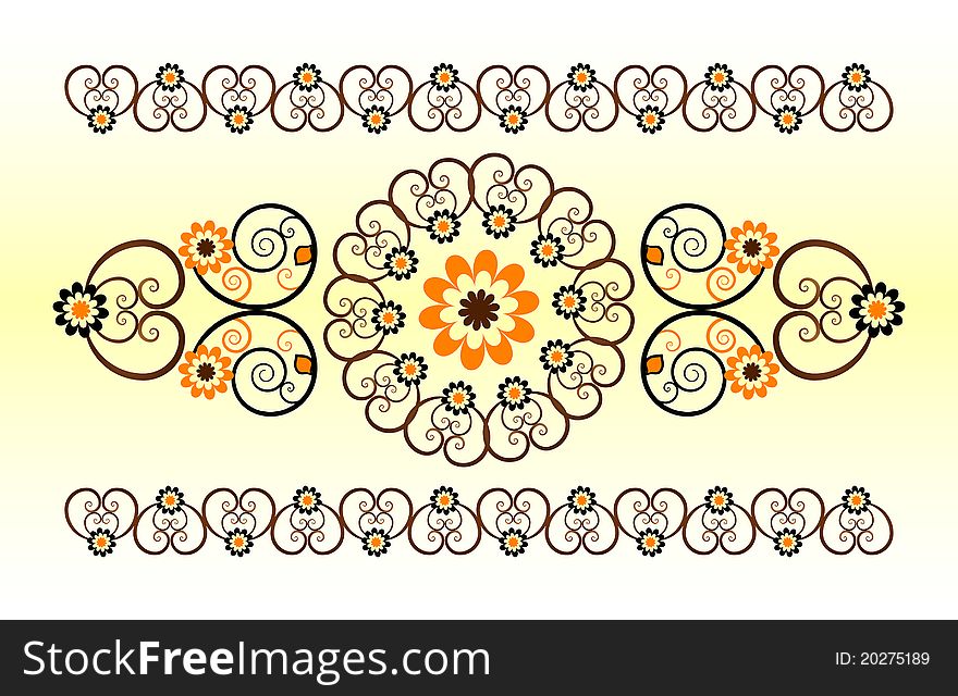 Horizontal ornament with flower and curl