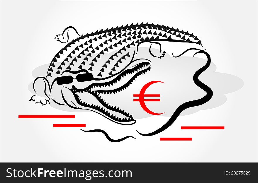 Ñrocodile in water with euro