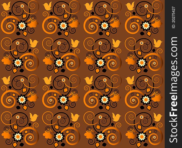 Pattern with curl and flower seamless texture. Pattern with curl and flower seamless texture