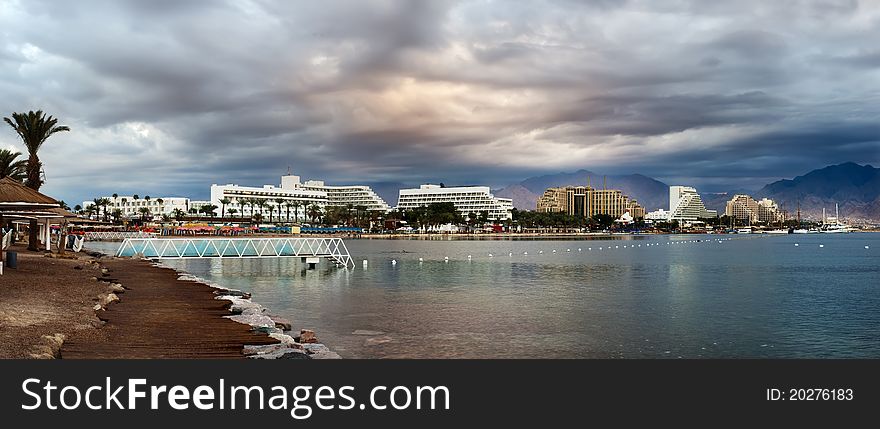 The shot was taken at northern beach of Eilat - famous resort and recreation town in Israel. The shot was taken at northern beach of Eilat - famous resort and recreation town in Israel