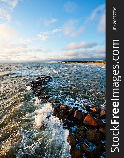 Sea waves near the coast