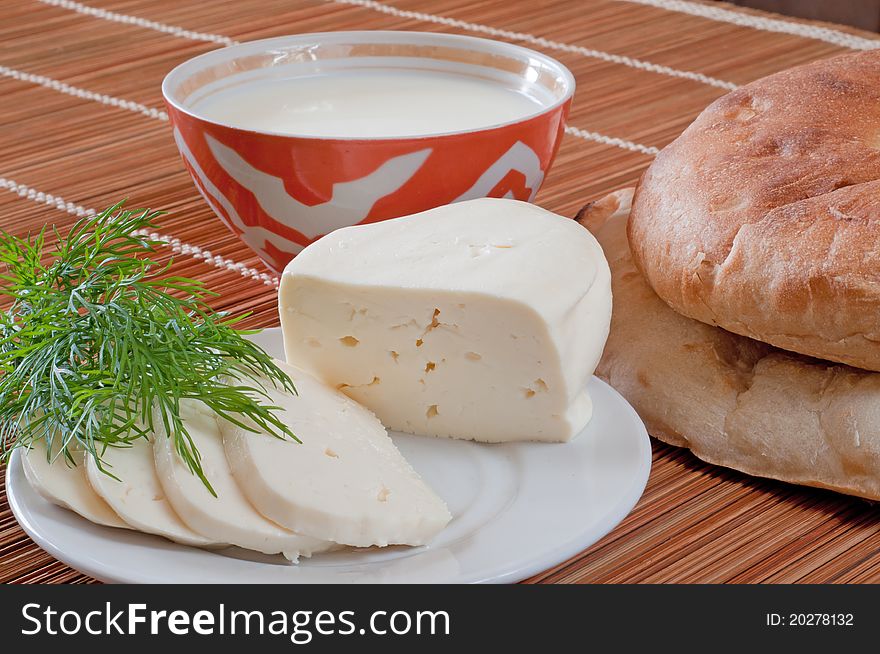 The photos are on dairy products and bread. The photos are on dairy products and bread